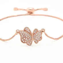 Золотая, серебряная цепочка браслет micro pave cz веревка Роза кубический цирконий регулируемый плетеный браслет браслеты th42 бабочка талисманы для женщин
