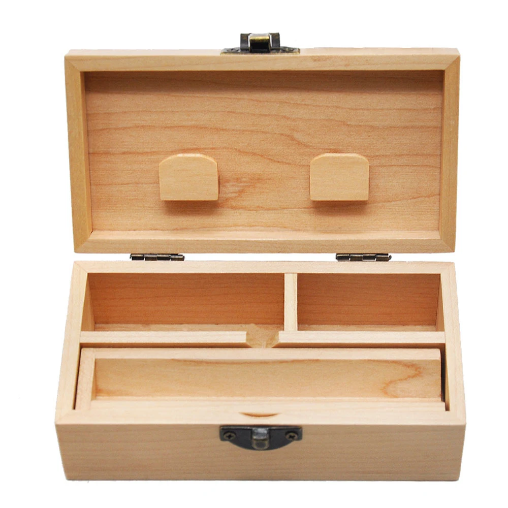 

Wooden Stash Smoke Tool Box Maple Camphor Wood Rolling Paper Tray Case Storage Cigarette Cases Stash Boxes No LOGO 3 Sizes