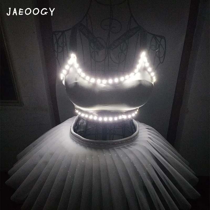 مخصص الإبداعية LED الفلورسنت الصدرية فتح شريط الرقص ملهى ليلي الباليه المرحلة التشجيع زي