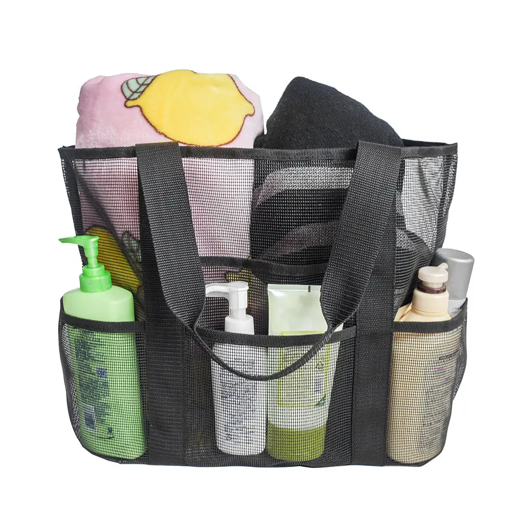 

2019 Mesh Beach Bag Handbag Storage Tote Toy Grocery Lightweight with Small Pouch ALS88