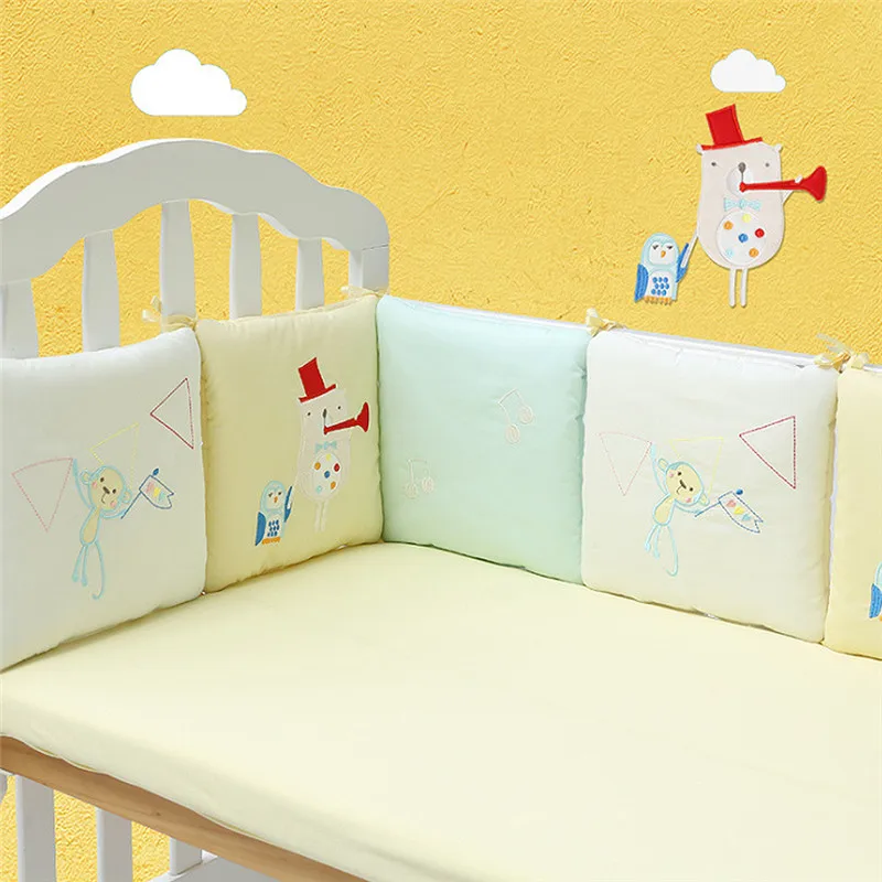 6 шт хлопок детская кровать бампер протектор новорожденных кроватки с мультяшным рисунком