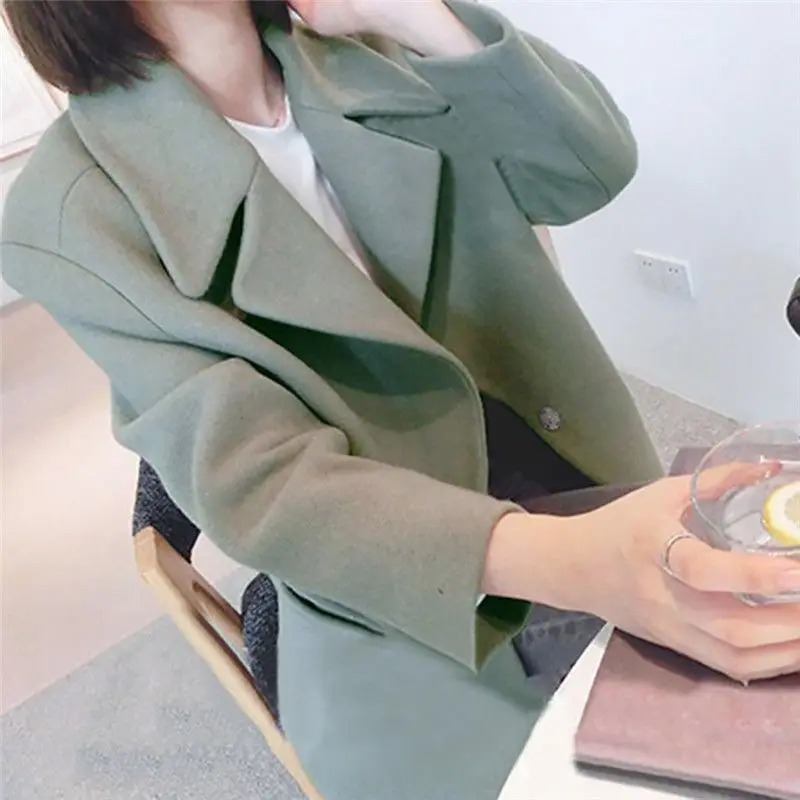 Women Solid long Coat Long Sleeve Pocket Wool Blend Coat UK Version Autumn Winter Classic Simple Wool Maxi Long Coat