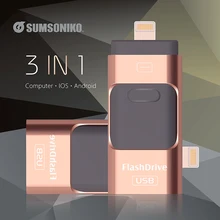 USB Flash Drive For iOS/Android/Computer 3IN1 Mobile Flash Disk Stainless Steel Gift Pen Drive 128GB 64GB 32GB 16GB 8GB