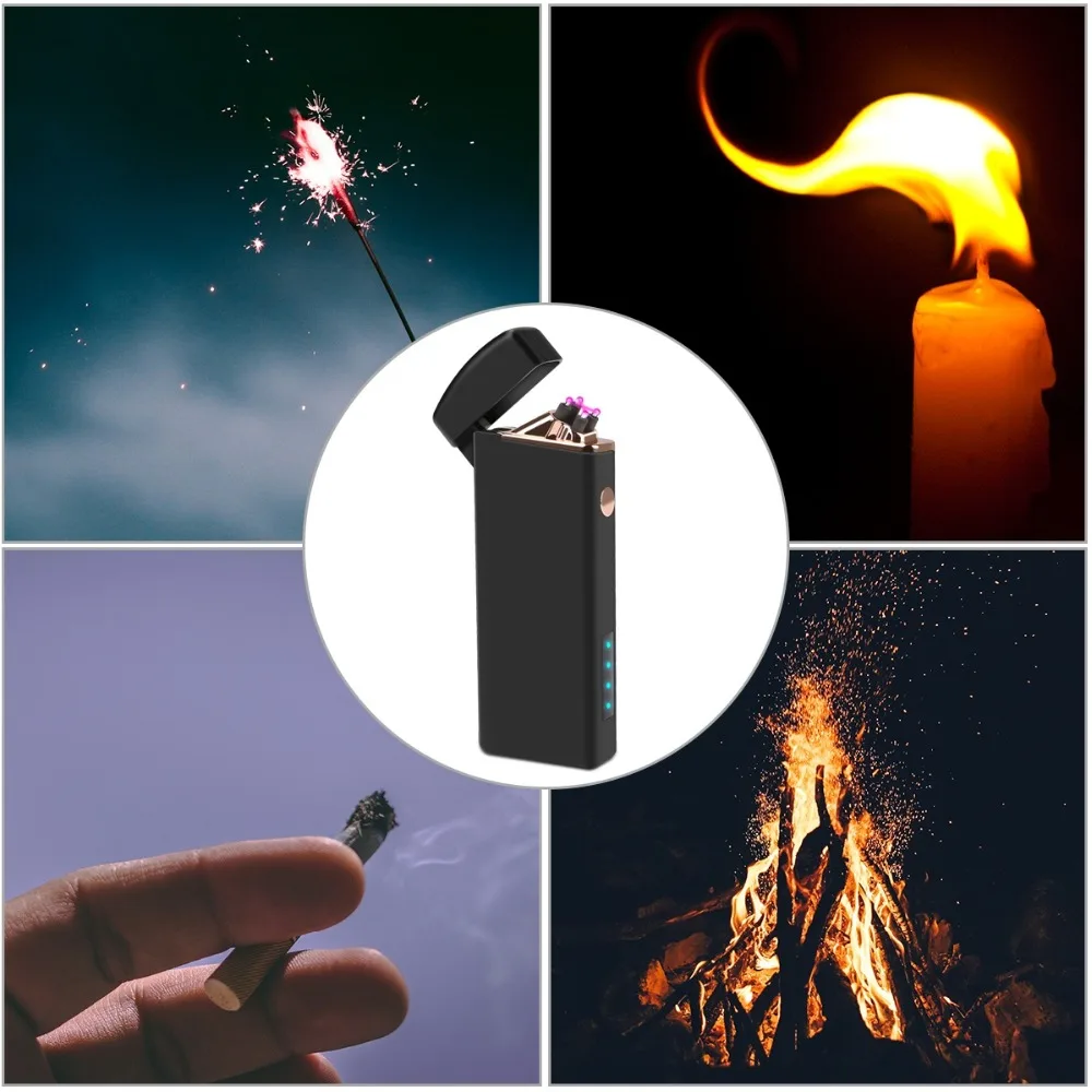 Электронная перезаряжаемая USB Зажигалка Ветрозащитная сигарета для курения двойная дуга более легкий импульс крест плазменная зажигалка с подарочной упаковкой