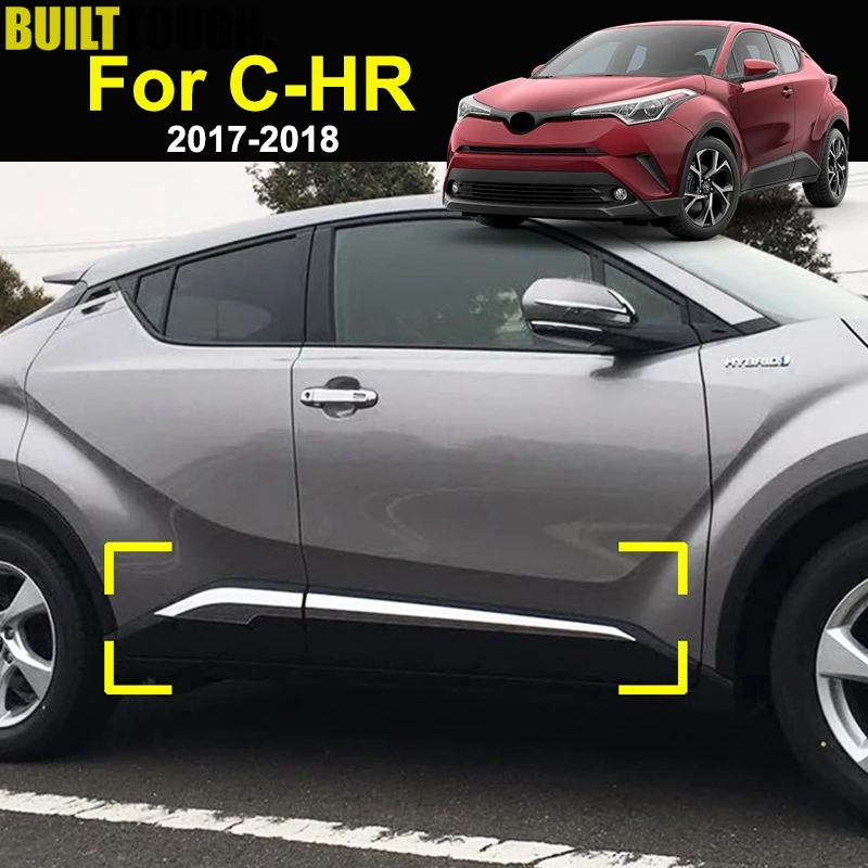 

For Toyota C-HR CHR 2017-2019 Chrome Door Side Line Lining Body Molding Garnish Trim Cover Strip Protector Guard Stainless Steel