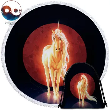 

Last Unicorn by JoJoesArt Large Beach Towel Psychedelic Shining Horse Microfiber Toalla Blanket Tassel Round Tapestry 150cm