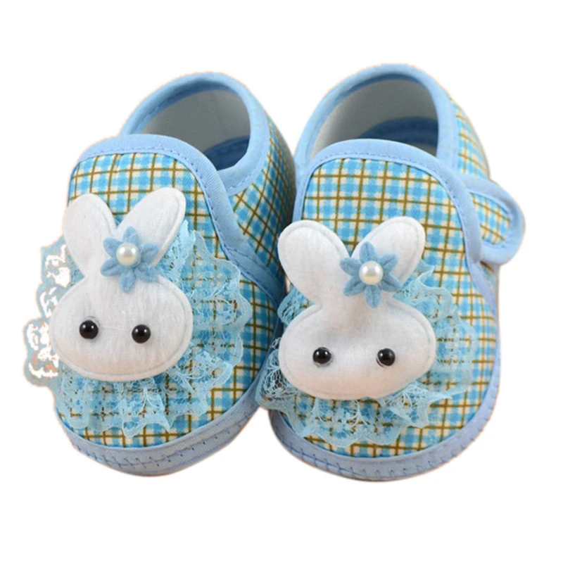 

2018 Newborn Boy Girl Blue Soft Sole Crib Toddler Shoes Canvas Sneaker Bunny Magic Sticky 1204