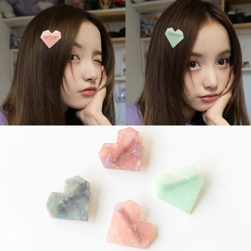 

Ins Korean Style Heart Hair Clips Women Resin Shell Candy Color Hair Accessories Fantasy Sweet Girls Cute Pins