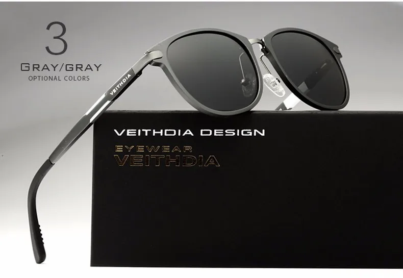 Солнцезащитные очки унисекс VEITHDIA, ретро-очки из алюминиево-магниевого сплава с поляризационными стеклами, модель 6680
