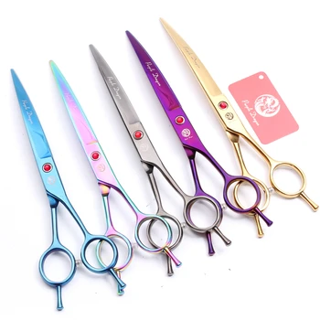 

8.0" 22cm Purple Dragon Japan Titanium Pets Hair Clippers Down Curved Cutting Shears Grooming-for-dog Hairdresser for dogs Z4002