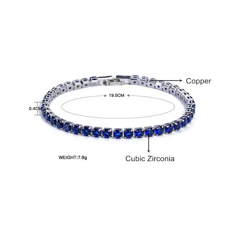Cubic Zirconia Bracelet 4mm Cubic Zirconia Tennis Bracelets Iced Out Chain Crystal Wedding Bracelet For Women Men