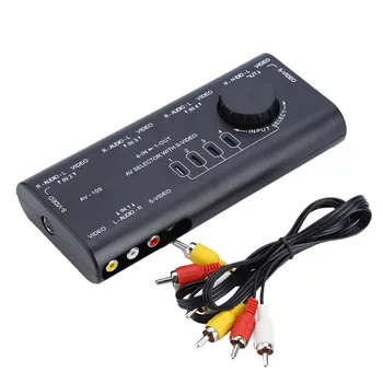 

4 in 1 Out AV RCA Switch Box AV Audio Video Signal Switcher Splitter 4 Way Selector with RCA Cable For Television DVD VCD TV