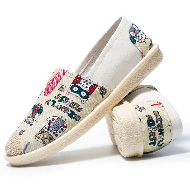 Vente Femmes Chaussures Plates De Mode Imprimer Toile Plate Forme Chaussures Légères Respirant Glissement Sur des Chaussures Pour Femme Bout Rond Zapatos De mujer
