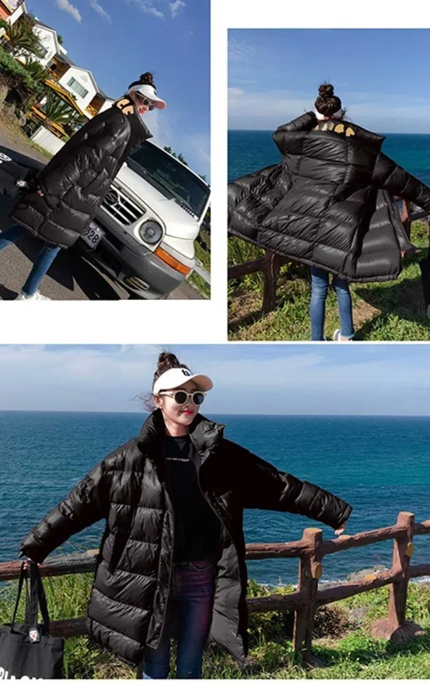 Женский пуховик с хлопковой подкладкой, женские теплые пальто, свободные, большие размеры, одноцветные зимние куртки, Зимняя женская стеганая парка LS38