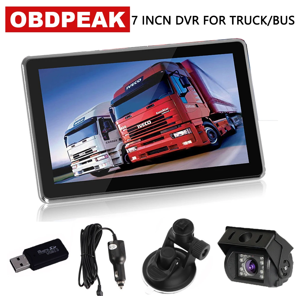 

Car DVR 7 Inch Truck/BUS/car Dash Camera Dual Lens With Rear View Video Recorder and 18 LED Auto Registrator Dvrs Dash Cam