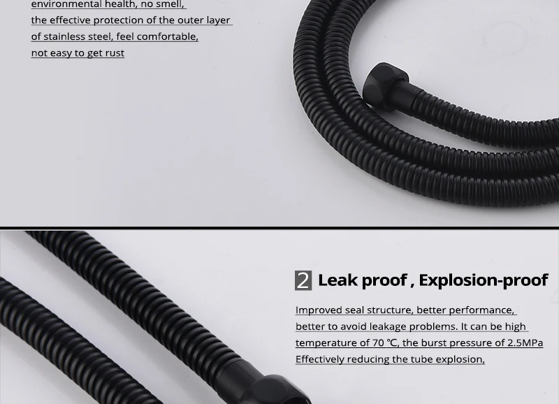 hm Plumbing Hoses Black Shower Hose 1.5m Plumbing Hose Bath Products Bathroom Accessories SUS304 Black Shower Tubing Hoses (11)