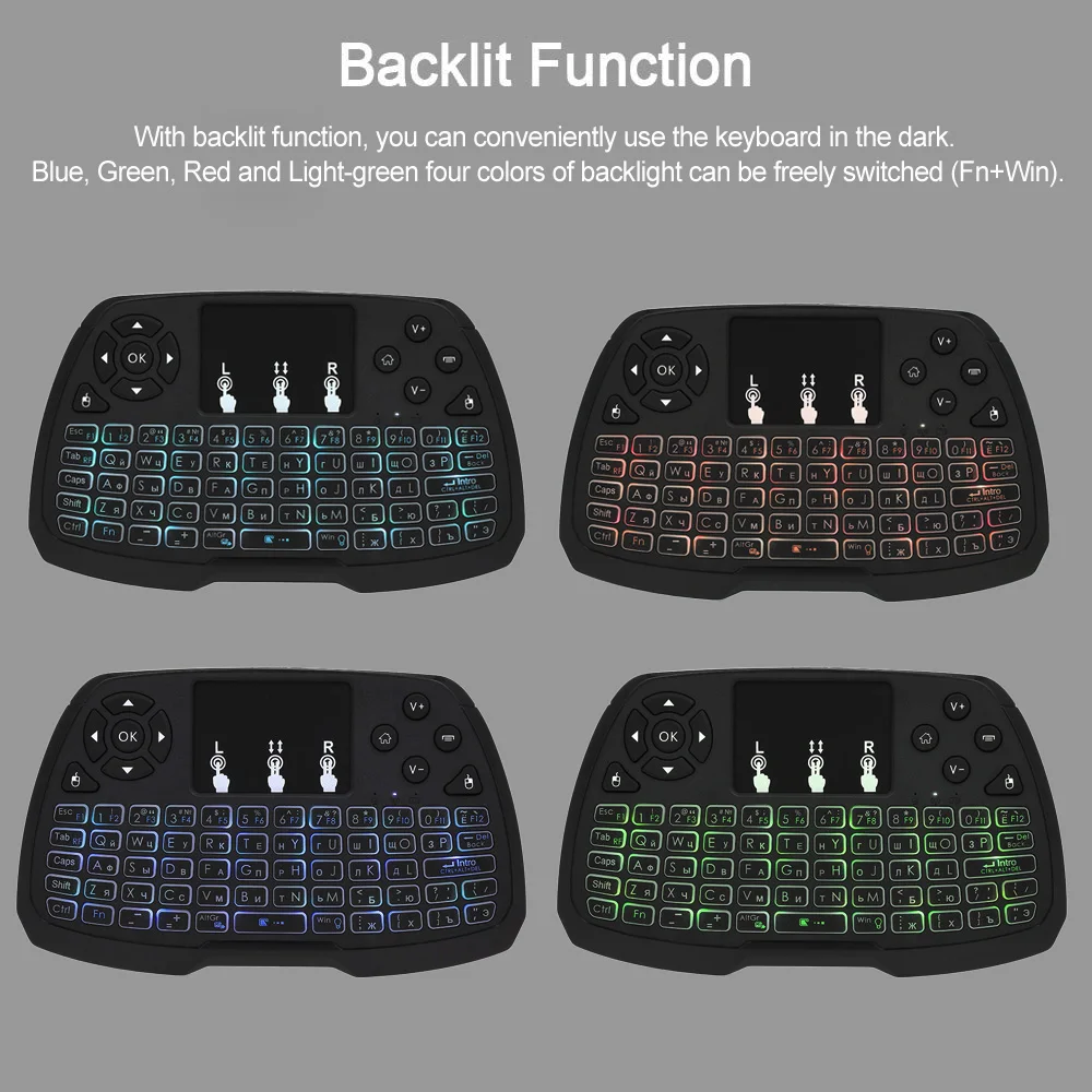  2.4GHz Wireless Gaming Russian Keyboard Touchpad Mouse Handheld Remote Control Backlight for Androi