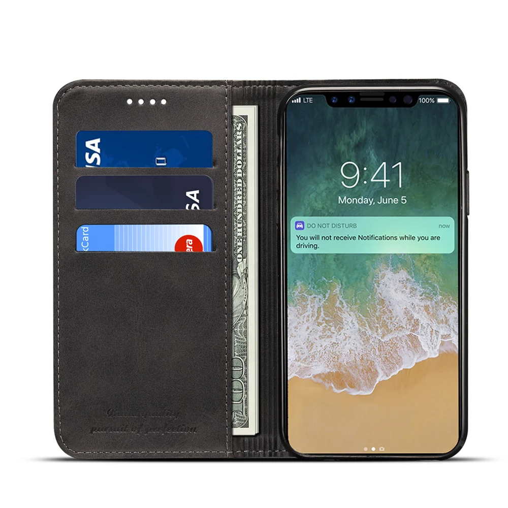Автоматический адсорбции чехол для iPhone X XS MAX XR 8 7 6s 6 плюс Чехол черный бумажник iPhoneXS XSM iPhone 6s 6s+ 7+ 8+ 7 Plus iPhoneXR