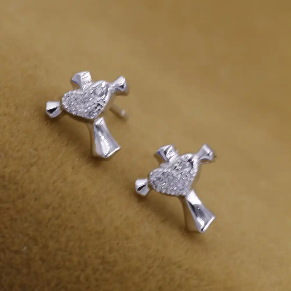 Бесплатная доставка ювелирные изделия Настоящее серебро 925 пробы любовь сережки-крестики любовь Новая инкрустация циркон крест серебряные серьги