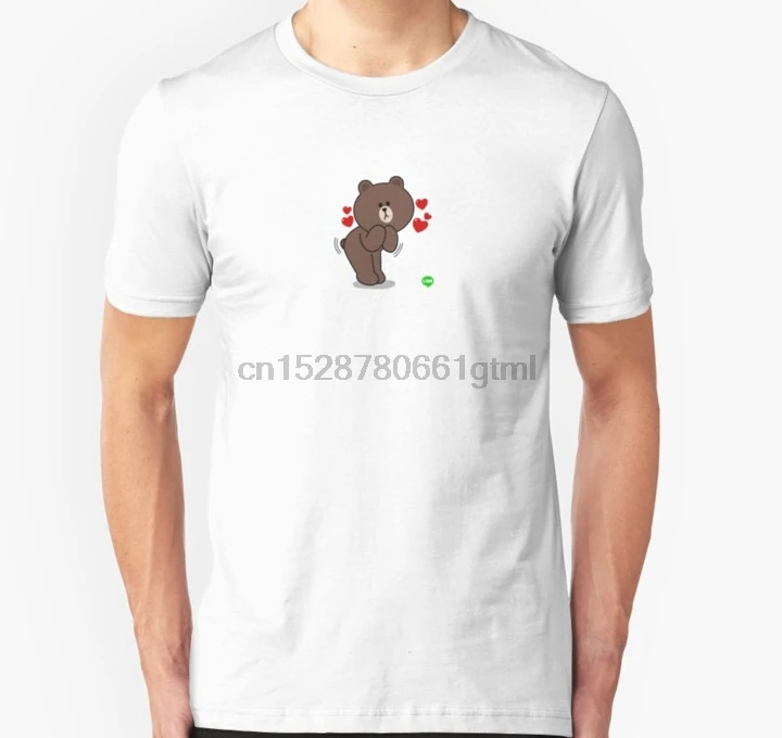 

Men Short sleeve tshirt LINE Brown Friends Hearts Unisex T Shirt Women t-shirt
