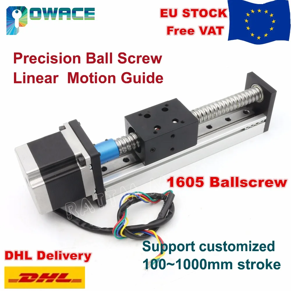 

[EU FREE VAT] 1605 Slide Stroke 300mm~500mm Linear Motion Guide Precision Ball Screw Z-Axis+Stepper Motor for CNC Router