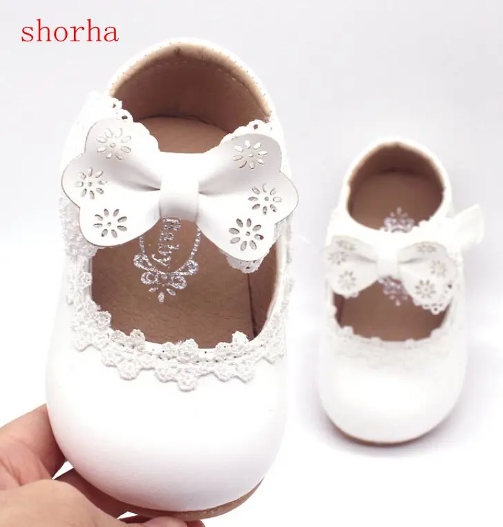 shorha White Leather Shoes For Baby Girl Bow Knot Girls Shoes