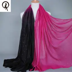 Феи сказать Элитный бренд женские шарф загара дамы длинные вуаль Шарфы Gauz Обёрточная бумага шарф шаль Цвет градиент 180*90 см EY11