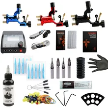 Профессиональная татуировка завершенные комплекты 3 роторные тату-машины пистолеты 60 мл черные чернила Электропитание Иглы Топ татуировки набор чернил