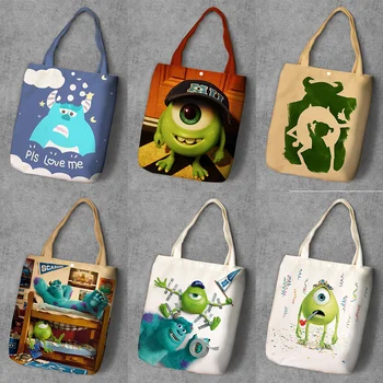 

IVYYE Sulley Mike Fashion Anime Canvas Shopping Backpack Casual Large Capacity Customized Tote Lady Girls Shoulder Bags New