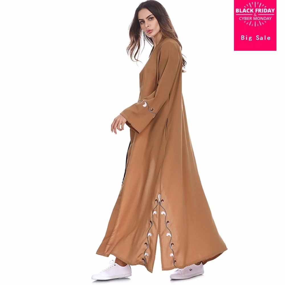 2018 взрослых вышивка отличное качество Musulmane Турецкая абайа женский полые вырезать кардиган мусульманские халаты арабский поклонение