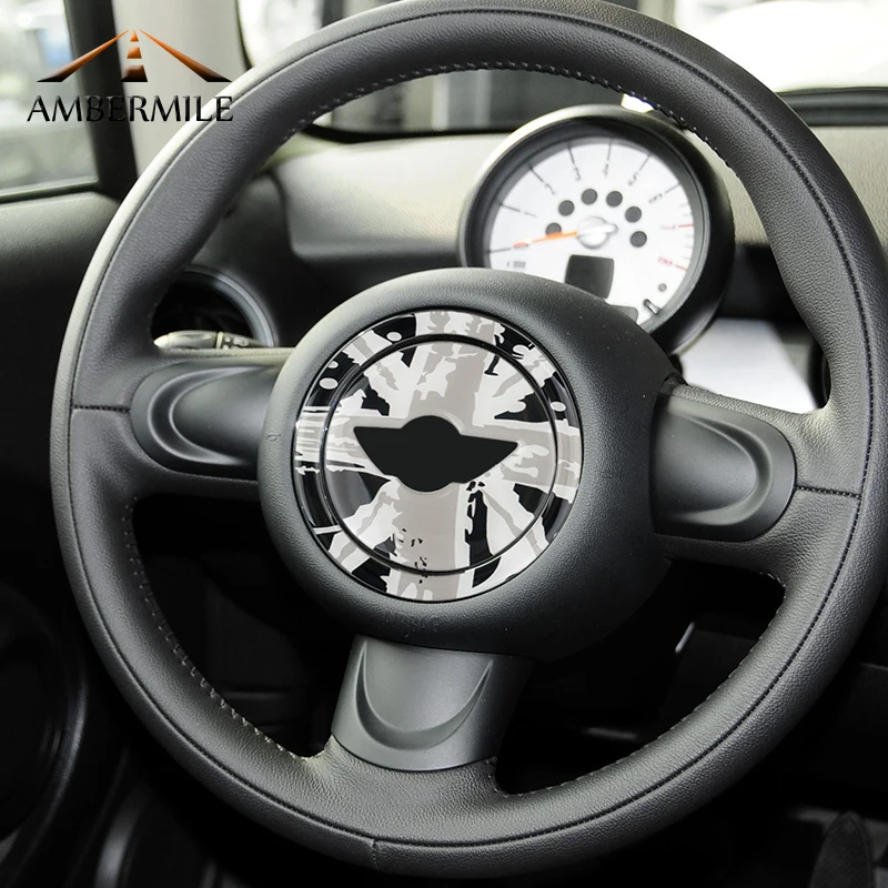 Tanie AMBERMILE 3D samochodu KIEROWNICA centrum naklejki dekoracje naklejka dla Mini Cooper Countryman R55 R56 R57 R58 R60 R61 akcesoria