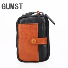 Натуральная кожа кожаный брелок для ключей, брелок для ключей для мужчин Организатор ключей экономки Для женщин брелок чехлы кейс на молнии сумка бумажник кошелек