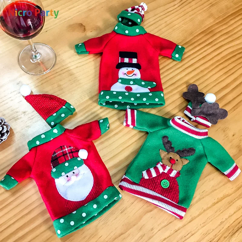 

Nicro Christmas Wine Bottle Cover Snowman Stocking Gift Holders Xmas Navidad Decor New Year Home Party New Decoration DIY #Chr24