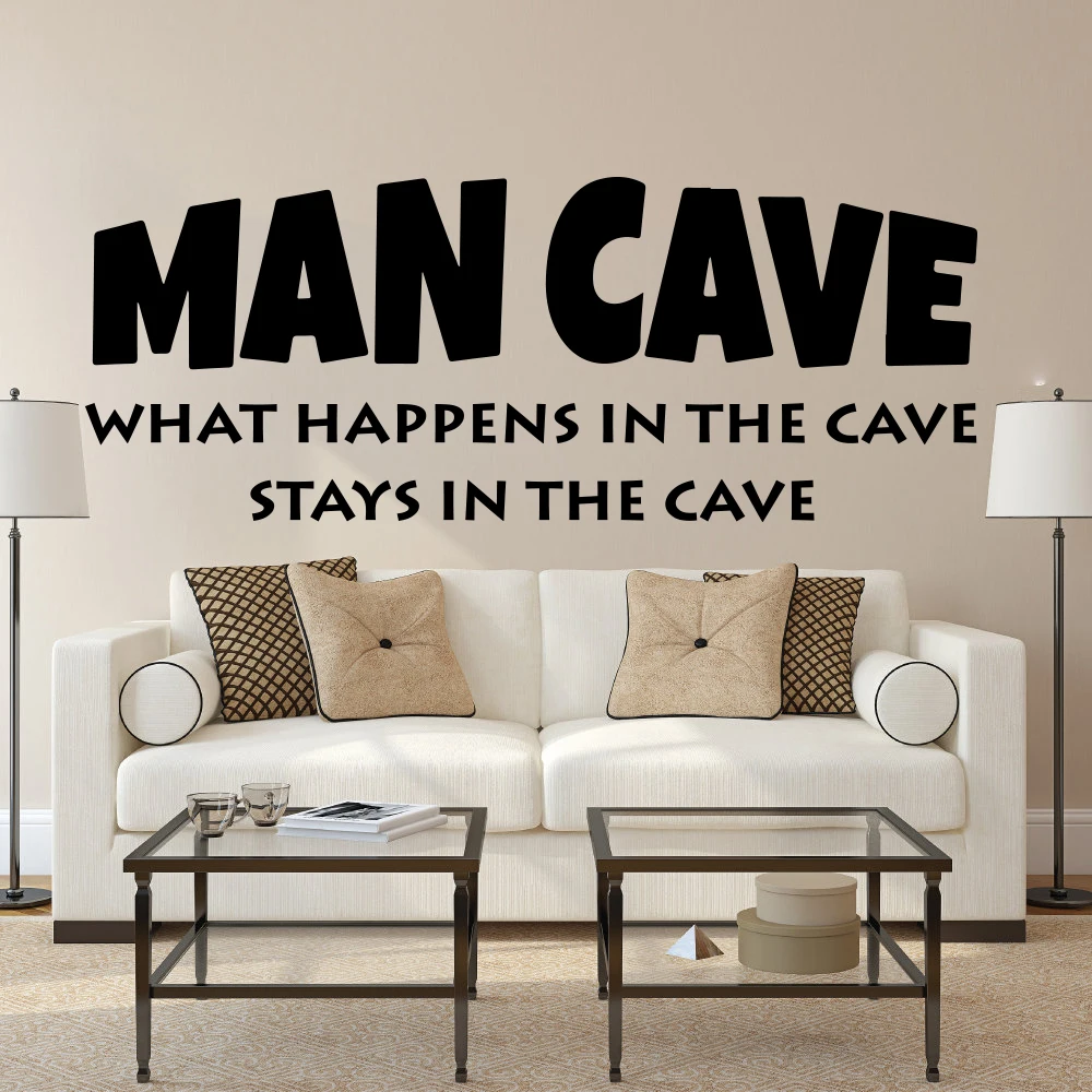 Man Cave Wall Sticker Boy Room Kids Room What happens in the cave stays in the cave Inspirational Quote Wall Decal Bedroom Vinyl (3)