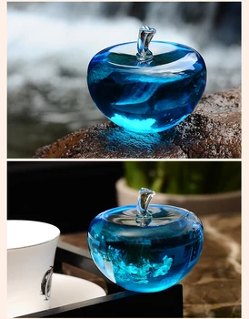 

Aqua Rare Crystal Glass 80mm Apple Model Figurines Paperweights natural stones and minerals Photo Customized Crystals Home Decor