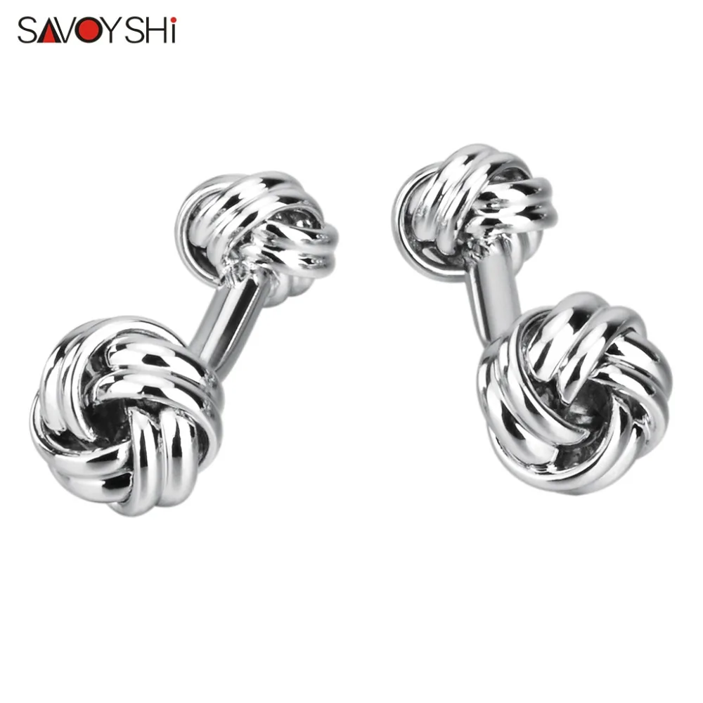 

SAVOYSHI Fashion Silver Color Twisted knot Cufflinks for Mens Shirt High Quality Oval Cuff links Gift Brand Design Jewelry