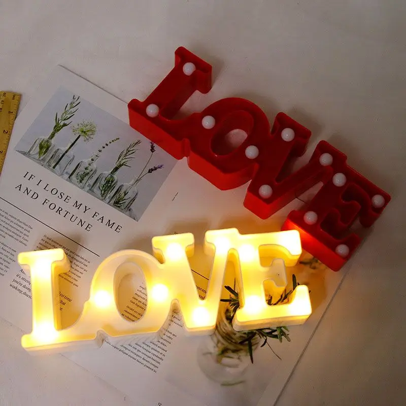 

Romantic 3D LOVE LED Letter Sign Night Light Marquee Warm Light Table Lamp lanterns nightlights For Wedding Decor Lovers Gifts