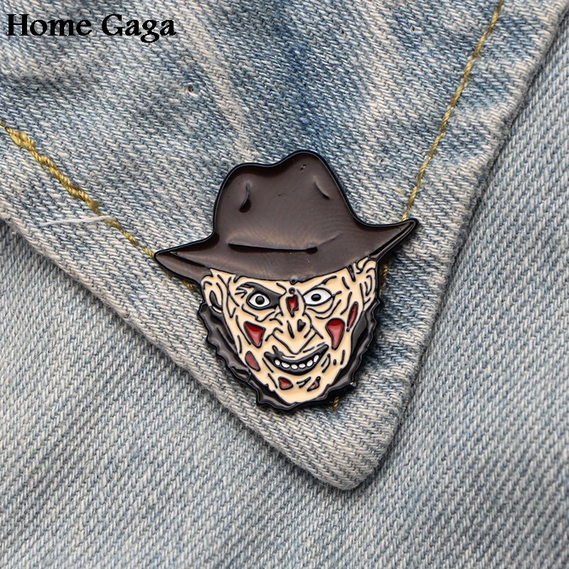 

Homegaga Freddy Krueger diy Zinc tie cartoon Pins backpack clothes brooches for men women hat decoration badges medals D1452