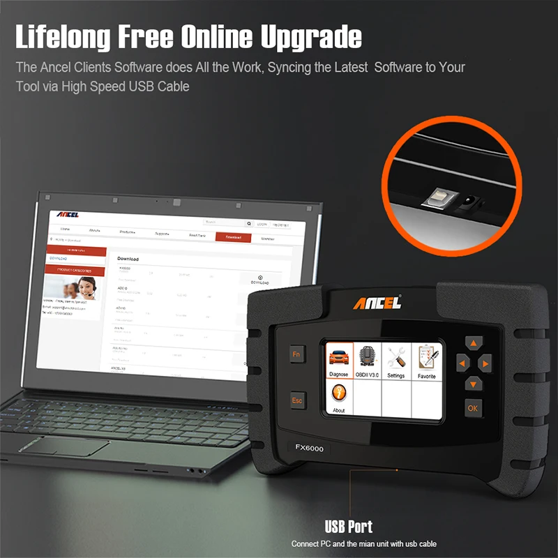 Ancel FX6000 OBD2 диагностический инструмент полные системы ODB Автомобильный сканер