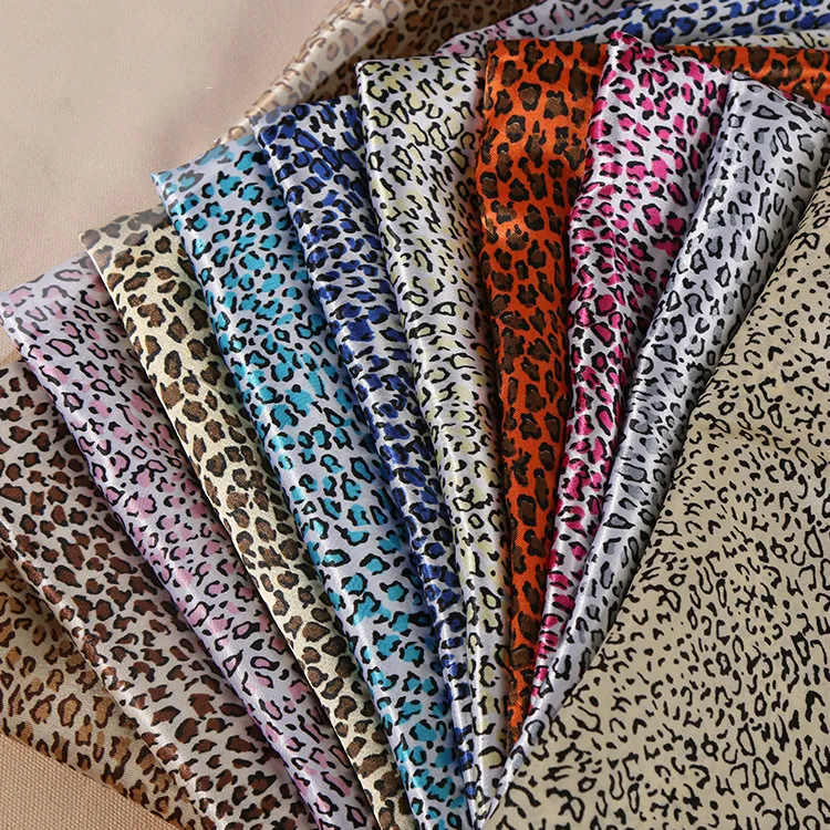 

150 cm printed satin fabric meter twill dress scarf leopard fabric material 100 polyester fabric wholesale cloth child fabrics