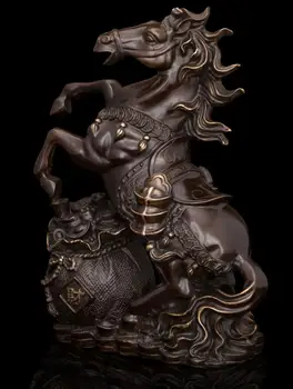 

43 CM Chinese Pure Bronze Copper Horse Equine Wealth Sack Fengshui Art Sculpture