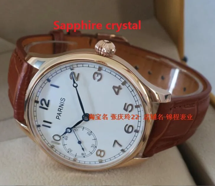 

Sapphire crystal 44 PARNIS ST3600/6497 gooseneck Mechanical Hand Wind Mechanical movement PVD case Mechanical men's watches o6
