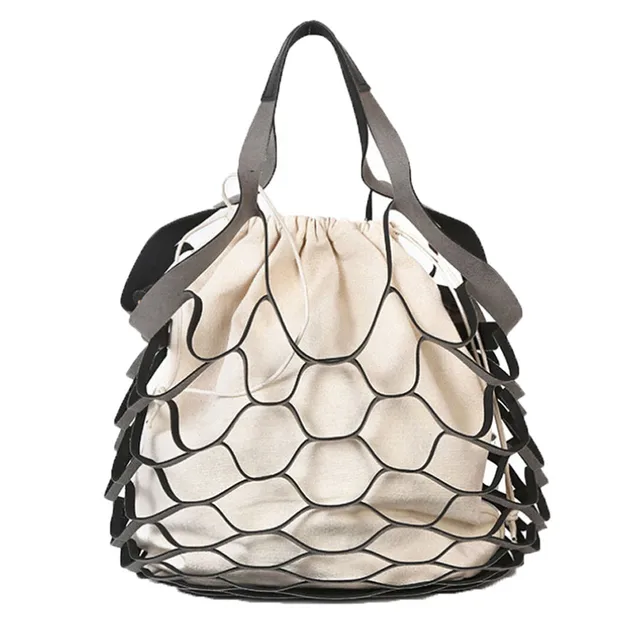 Aelicy Shopping Shoulder Bags Tote Mesh Net Woven Cotton