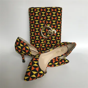 

African cotton wax material pretty print wax fabric fashion women lady shoes with wax bag purse match sets 94-26