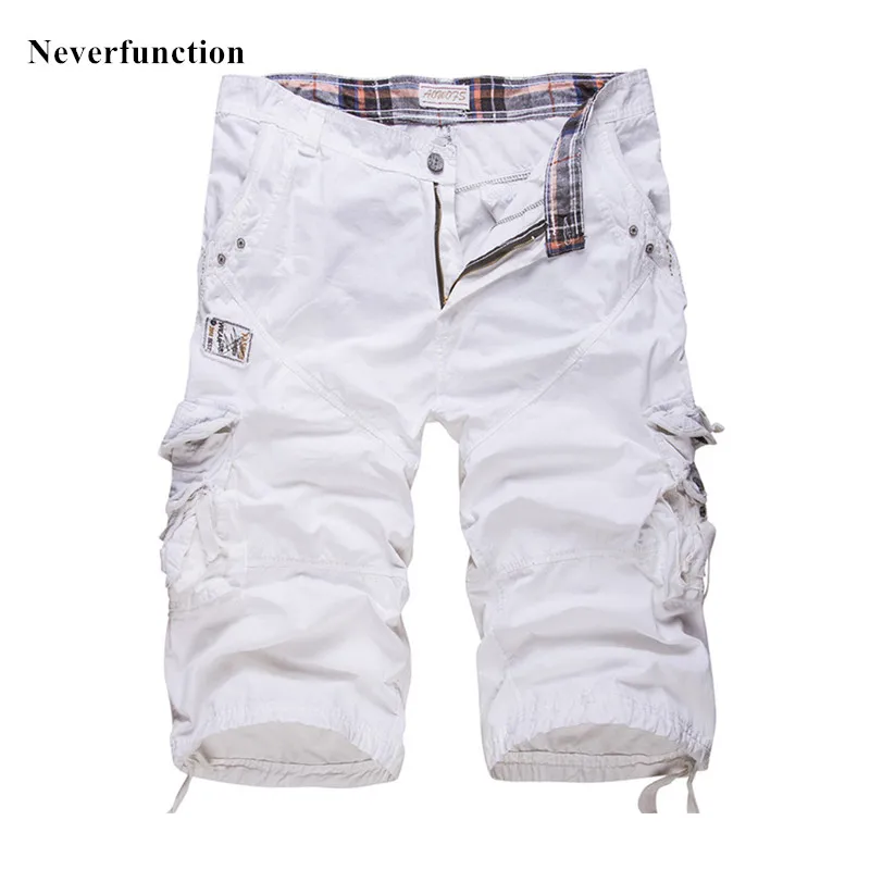 Мужские бермуды военные карго шорты новые хлопковые свободные высококачественные однотонные повседневные мульти-карманные Дизайнерские летние мужские Карго короткие брюки