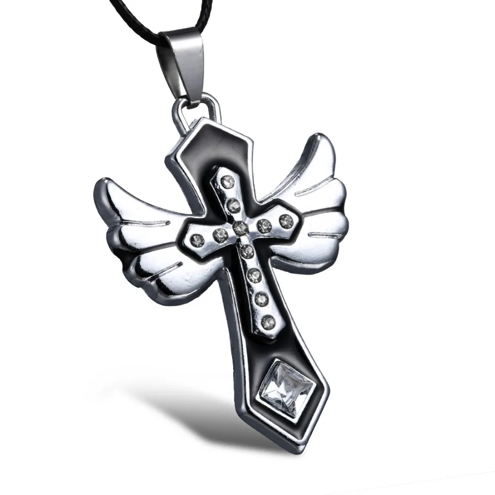 Нержавеющей стальное ожерелье украшение женщины колье с ангелом подвеска в виде религиозного Креста ожерелье церкви последователь ювелирные изделия