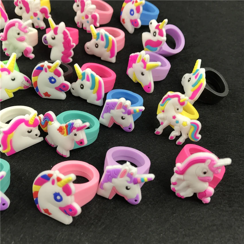 12Pcs Unicornio Party Rubber Bangle Key Chains Kids Favors Birthday Bracelet Baby Shower DIY Colorful horse Party Decor Supplies