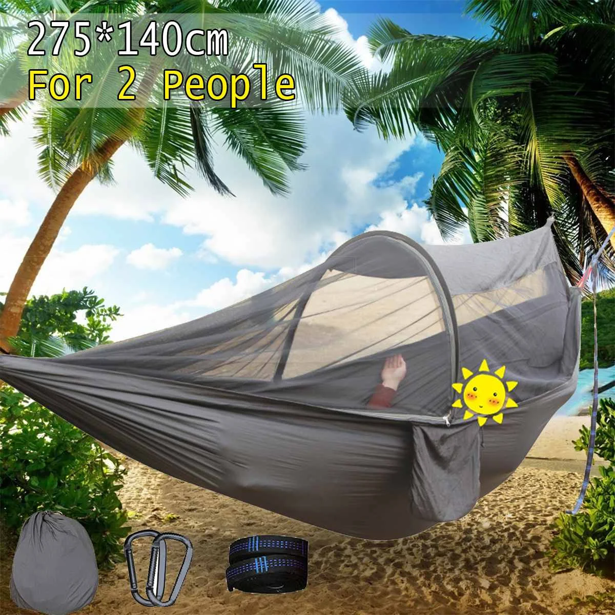 

Portable Outdoor Hammock with Mosquito net 1-2 Person Travel Camping Hammock Hunting Sleep Bed Hanging Chair Parachute