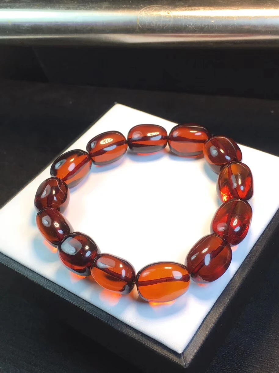 Certificate Natural Amber Blood Red Gemstone Woman Man Healing 17x14mm Oval Beads Bracelet Drop Shipping Reiki Power Stone AAAAA