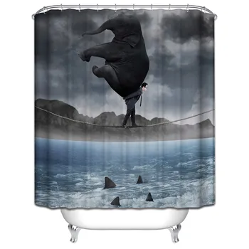 

New Arrival Shower Curtain Home Decorative Korean style Creative abstract cartoon theme pattern 0247 Waterproof Bathroom Fabric